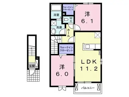 シェルトVII(2LDK/2階)の間取り写真