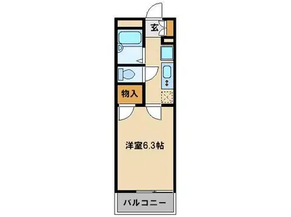 レオパレスエスポワール新宿町(1K/2階)の間取り写真