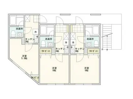 サンティエ六町(1K/3階)の間取り写真