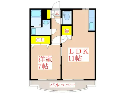ウィングヒロセ(1LDK/4階)の間取り写真