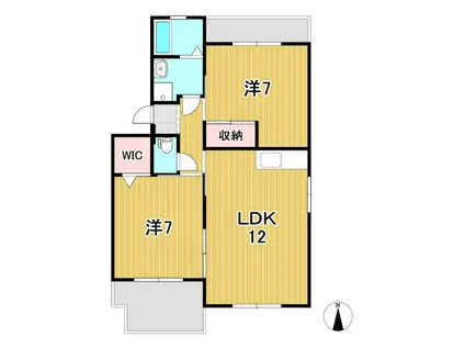 サンハイツ大みか(2LDK/2階)の間取り写真