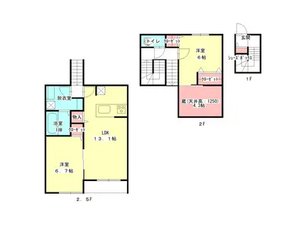 ル・グリ(2SLDK/2階)の間取り写真