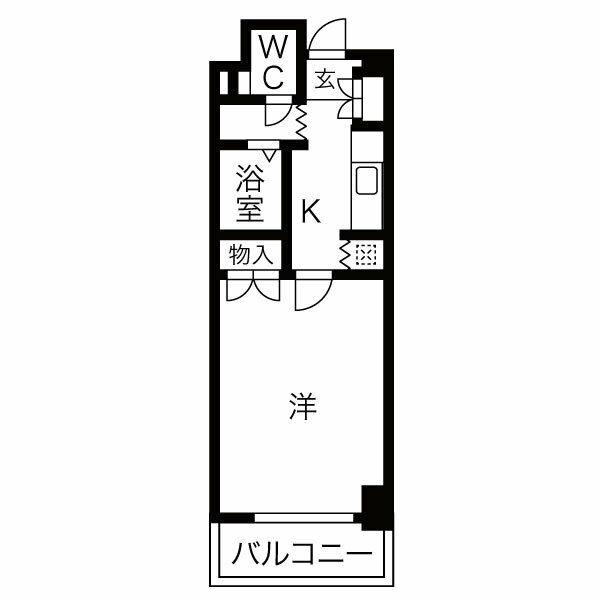 アンオゥル鵜の森(1K/8階)の間取り写真
