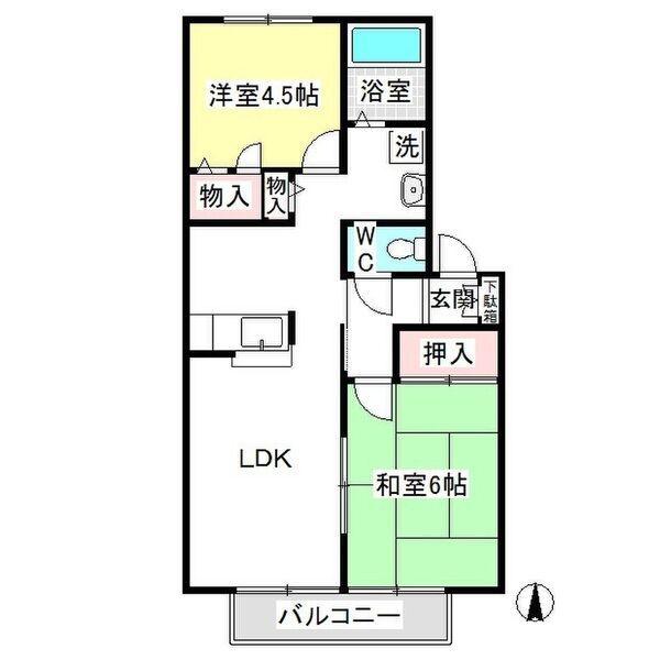 ロイヤル中平(2LDK/2階)の間取り写真