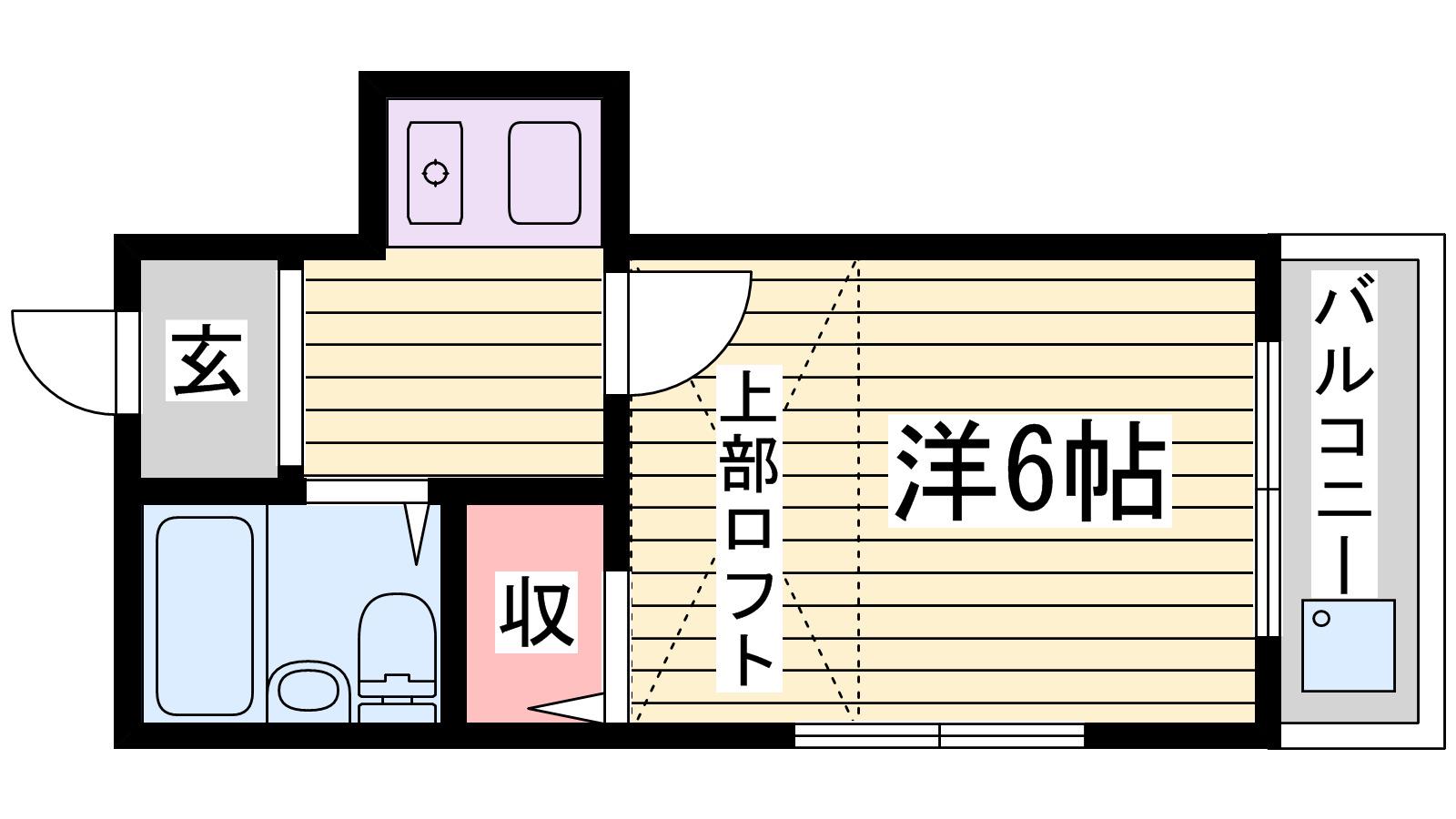 ヴァンヴェール宮西(1K/2階)の間取り写真