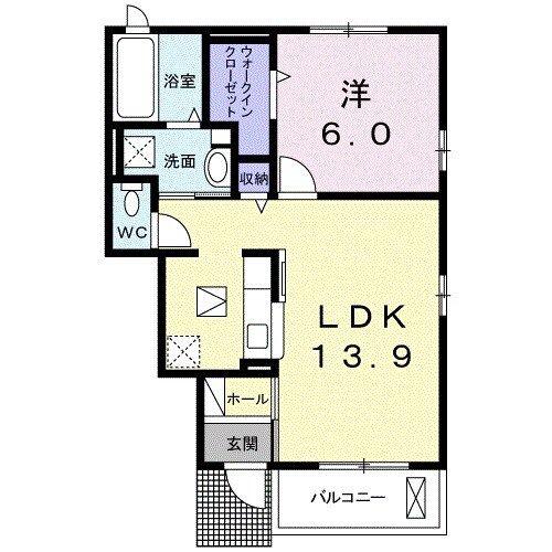 リーデレ(1LDK/1階)の間取り写真