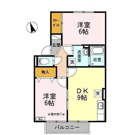 セジュール・パラダイス(2DK/1階)の間取り写真