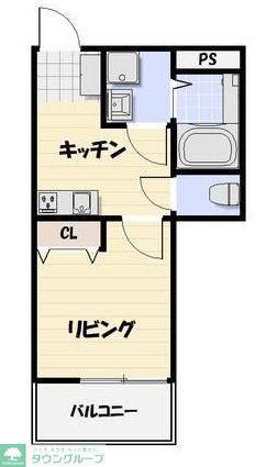 LIKES仁戸名町B棟(1K/2階)の間取り写真