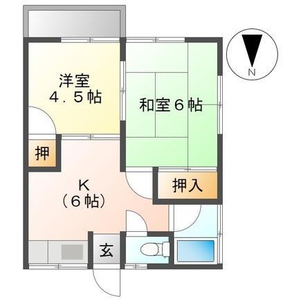 秋本ハイツB(2DK/2階)の間取り写真