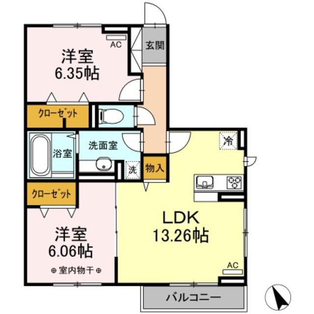 クレストアサヒ(2LDK/3階)の間取り写真