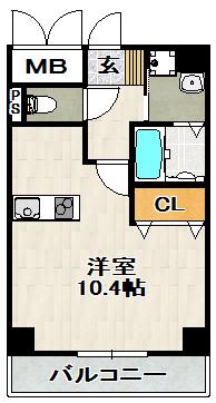茜苑レジデンス(ワンルーム/1階)の間取り写真