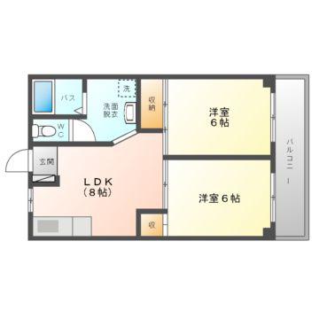 グリーンピア守口(2DK/2階)の間取り写真