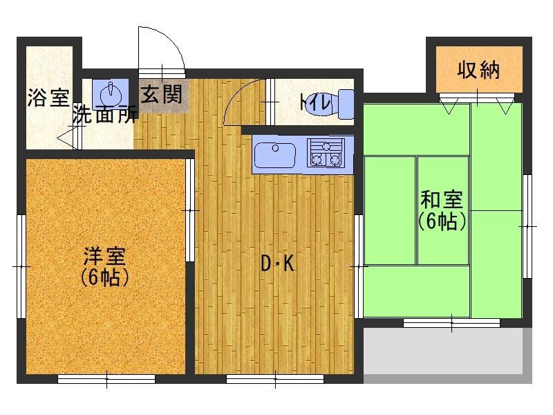プチメゾンバーベナ(2DK/2階)の間取り写真