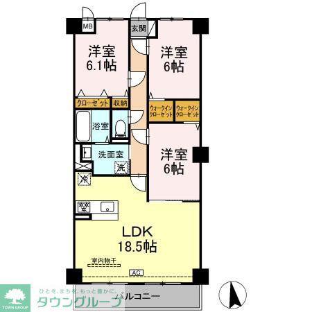 グランヴェールにしすな(3LDK/2階)の間取り写真
