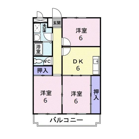 ニューマリッチ川成(3DK/2階)の間取り写真