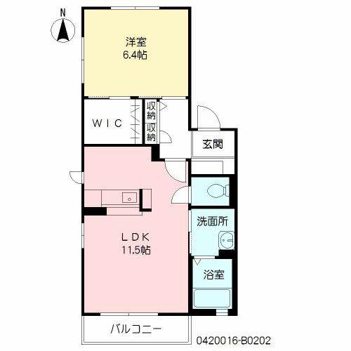 メイプルハイムB(1LDK/2階)の間取り写真