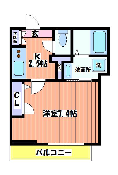 リーヴル(1K/1階)の間取り写真