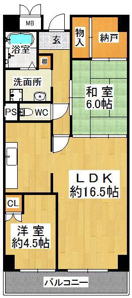 ルミエール神戸(2SLDK/9階)の間取り写真