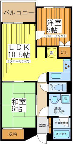 パティオK(2LDK/4階)の間取り写真