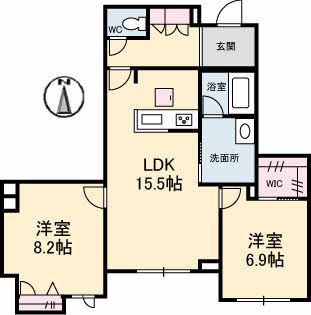 アドバンス(2LDK/1階)の間取り写真