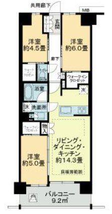 プレシス小岩ヴェルデ(3LDK/8階)の間取り写真