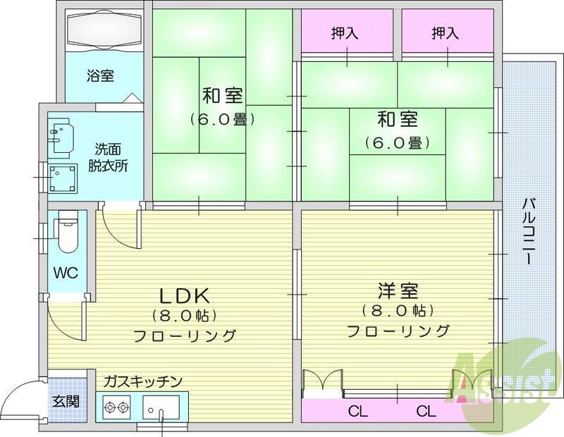 サンコーポ東第一(3DK/1階)の間取り写真