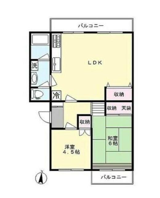 プラザ飯草(2LDK/1階)の間取り写真