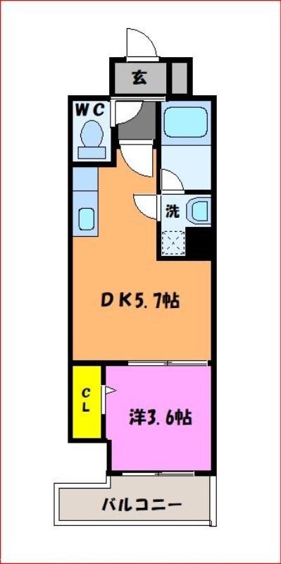 Jリヴェール高松南新町(1DK/4階)の間取り写真