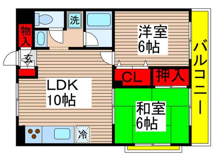 上志津田中ハイツA棟(2LDK/1階)の間取り写真