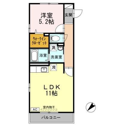 京急久里浜線 新大津駅 徒歩2分 3階建 築12年(1LDK/2階)の間取り写真