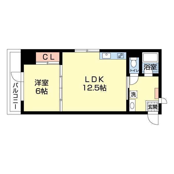 ハトヤ第10ビル(1LDK/4階)の間取り写真