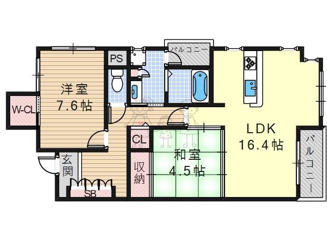 シャーメゾン白鷺(2LDK/7階)の間取り写真
