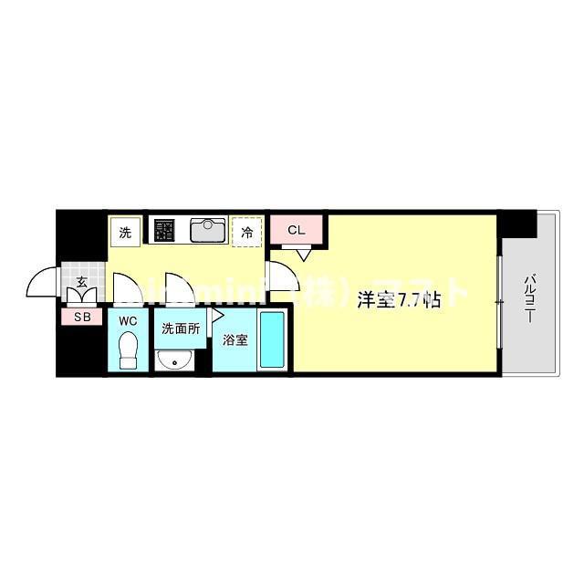 プレサンス芦原橋ヴィブラス(1K/2階)の間取り写真