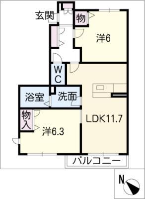 リラアンテ(2LDK/1階)の間取り写真