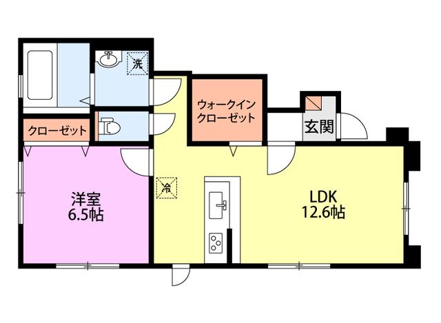 オークリー船戸山(1LDK/1階)の間取り写真
