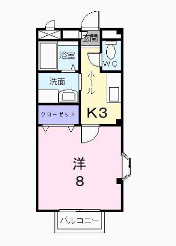 ビューステージ(1K/1階)の間取り写真