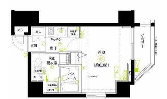 ZOOM浜松町(1K/2階)の間取り写真