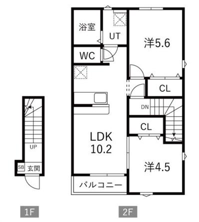 BEFINE新利府(2LDK/2階)の間取り写真