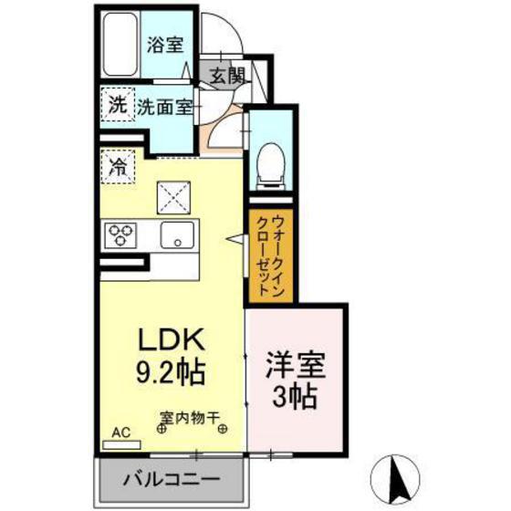 サンパティ盛南II(1LDK/1階)の間取り写真