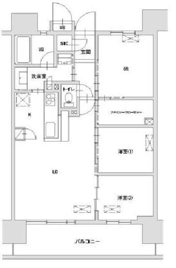 八王子レジデンス(2LDK/11階)の間取り写真