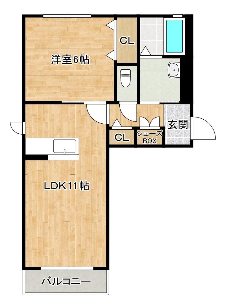 五ツ石の庄II A棟 (1LDK/2階)の間取り写真