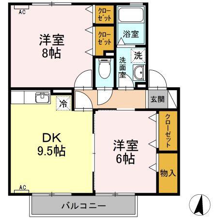 サニーコート清水(2DK/2階)の間取り写真