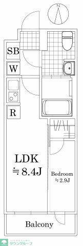 ラフィスタ鷺ノ宮(1LDK/4階)の間取り写真