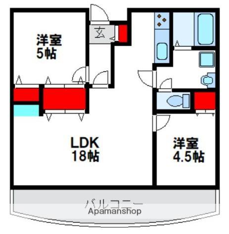 アーベインルネス梅光園5号棟(2LDK/5階)の間取り写真