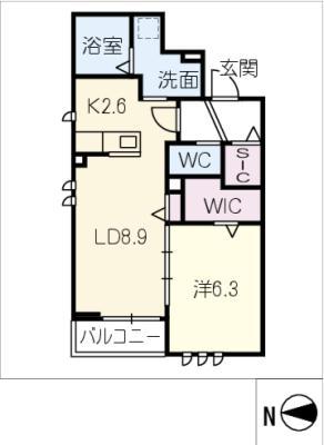 LE LIERREII(1LDK/2階)の間取り写真