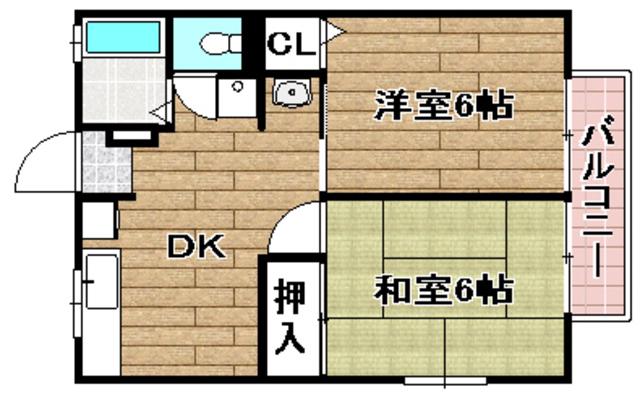 サニーハイツ(2DK/2階)の間取り写真