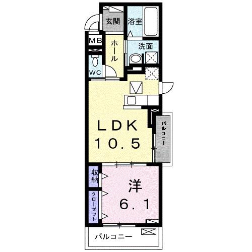 ヴィラプラシードII(1LDK/1階)の間取り写真