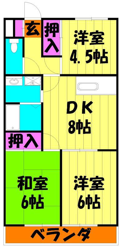 パークサイド(3DK/2階)の間取り写真