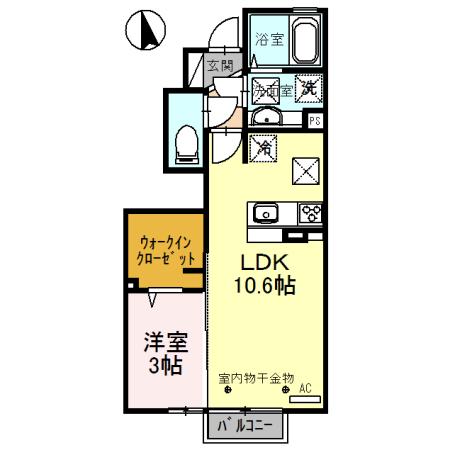 SOLANA(1LDK/1階)の間取り写真