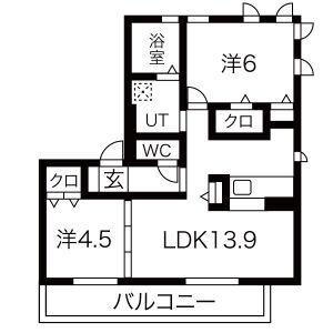 D-ROOM住北(2LDK/2階)の間取り写真